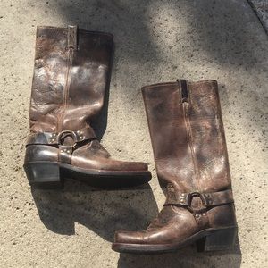 Frye Chocolate Harness High Boots
